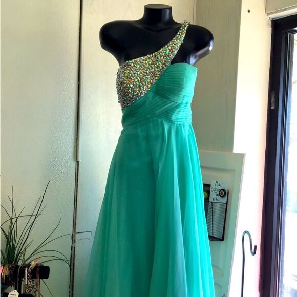 TONYBOWLS Ladies 10 green formal / bling - Picture 1 of 5